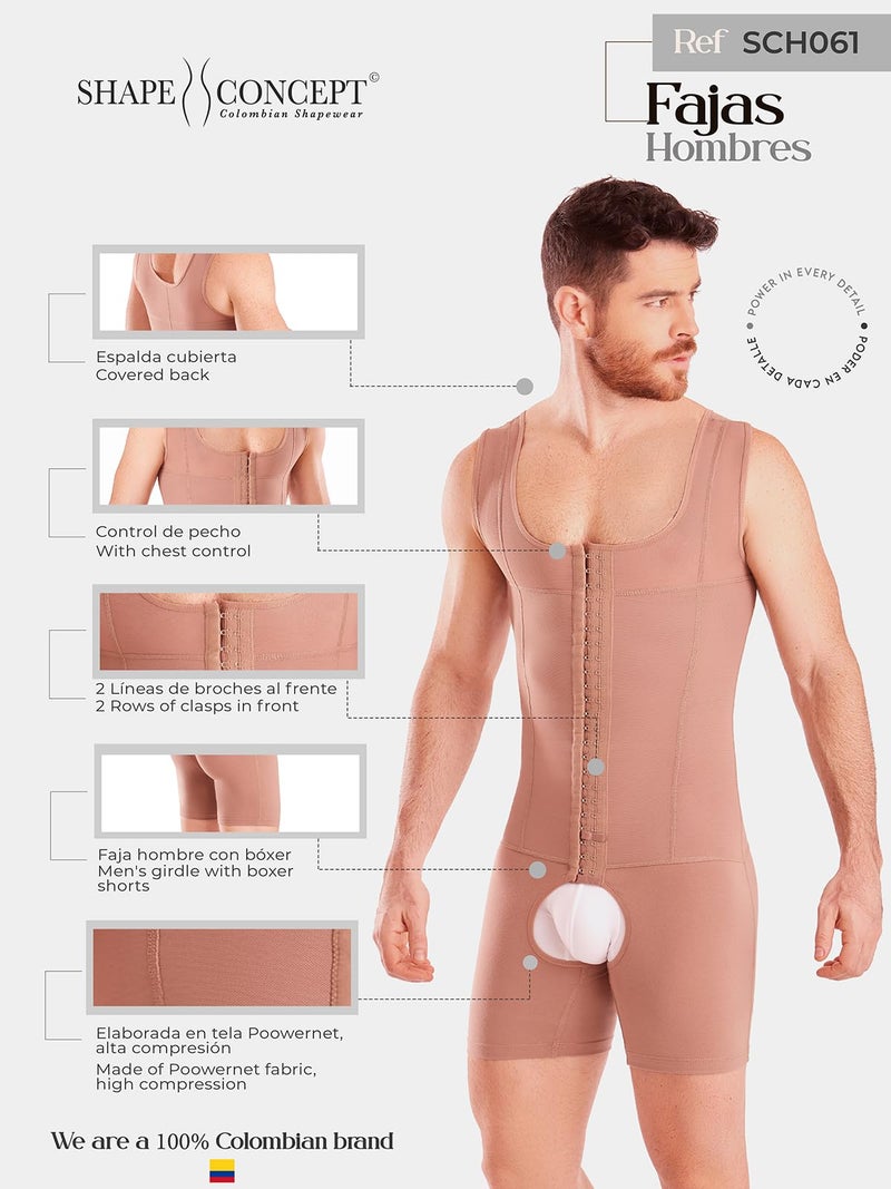 Shape concept  Mens Shapewear 361 Faja Colombiana para Hombre, Male Girdle Stomach Compression With Hooks and Control Abdobmen - Image 5